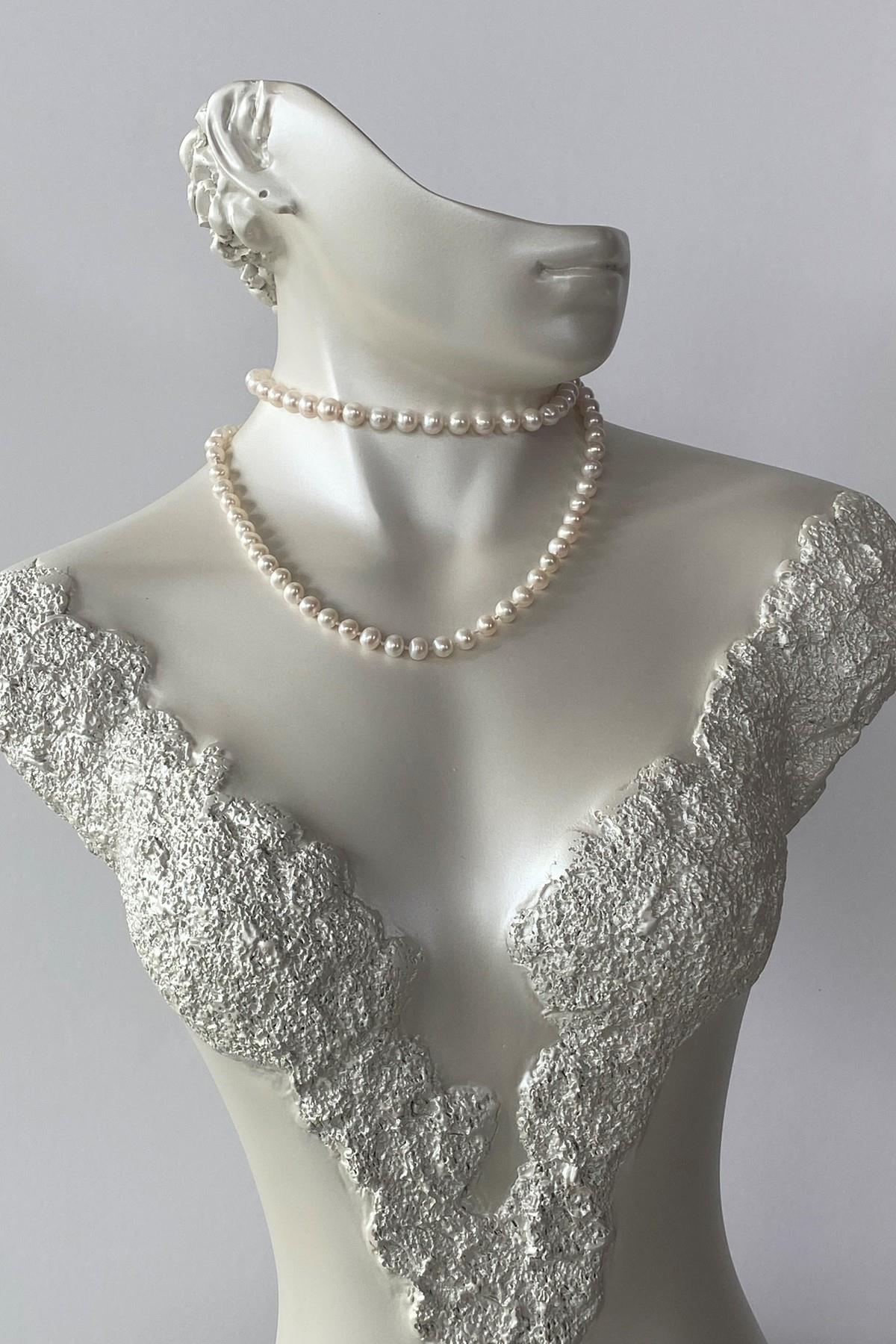 Düğümlü Doğal Tatlı Su İncisi Kolye