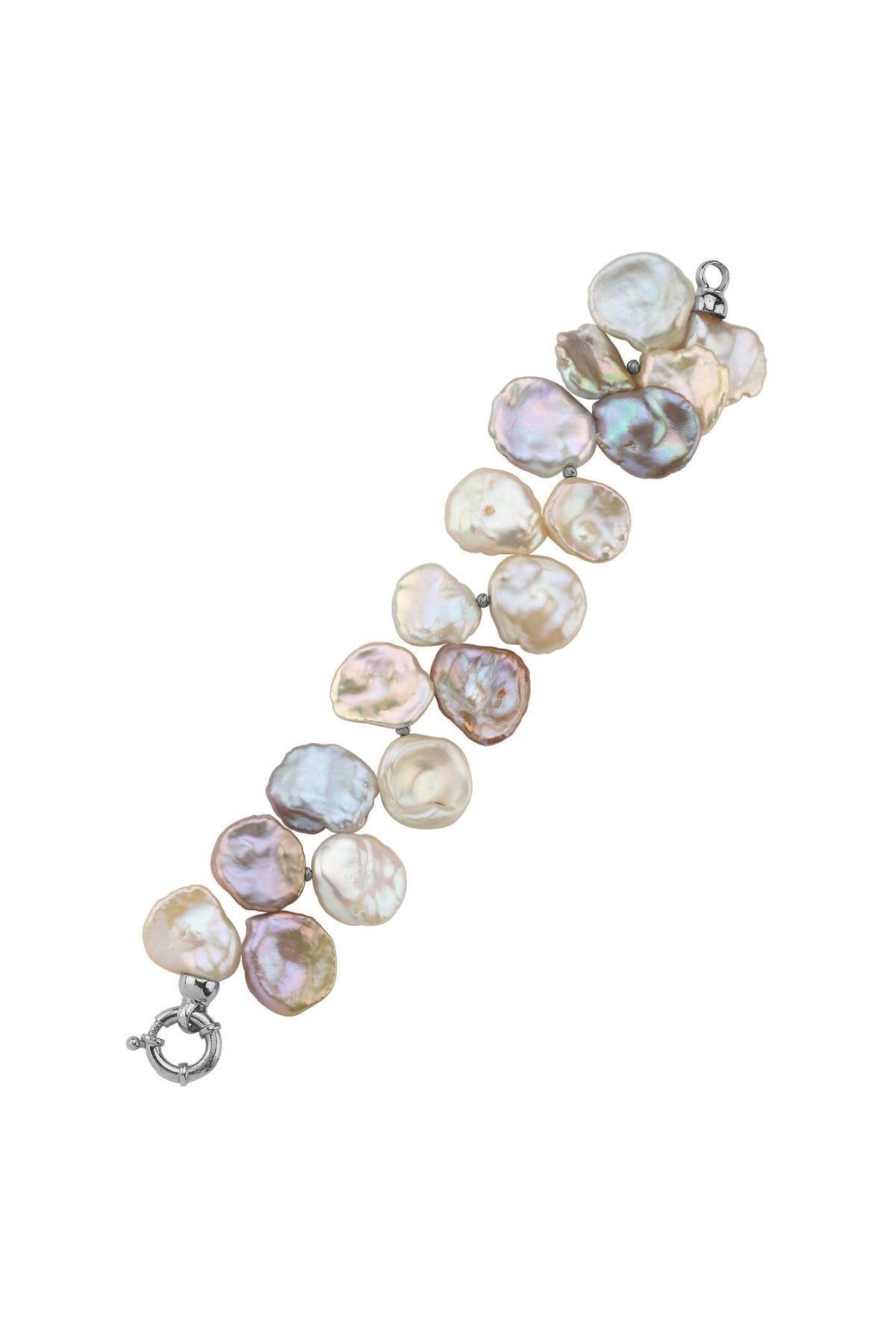 Halka Kilit Doğal Barok İncili Multicolor Bileklik