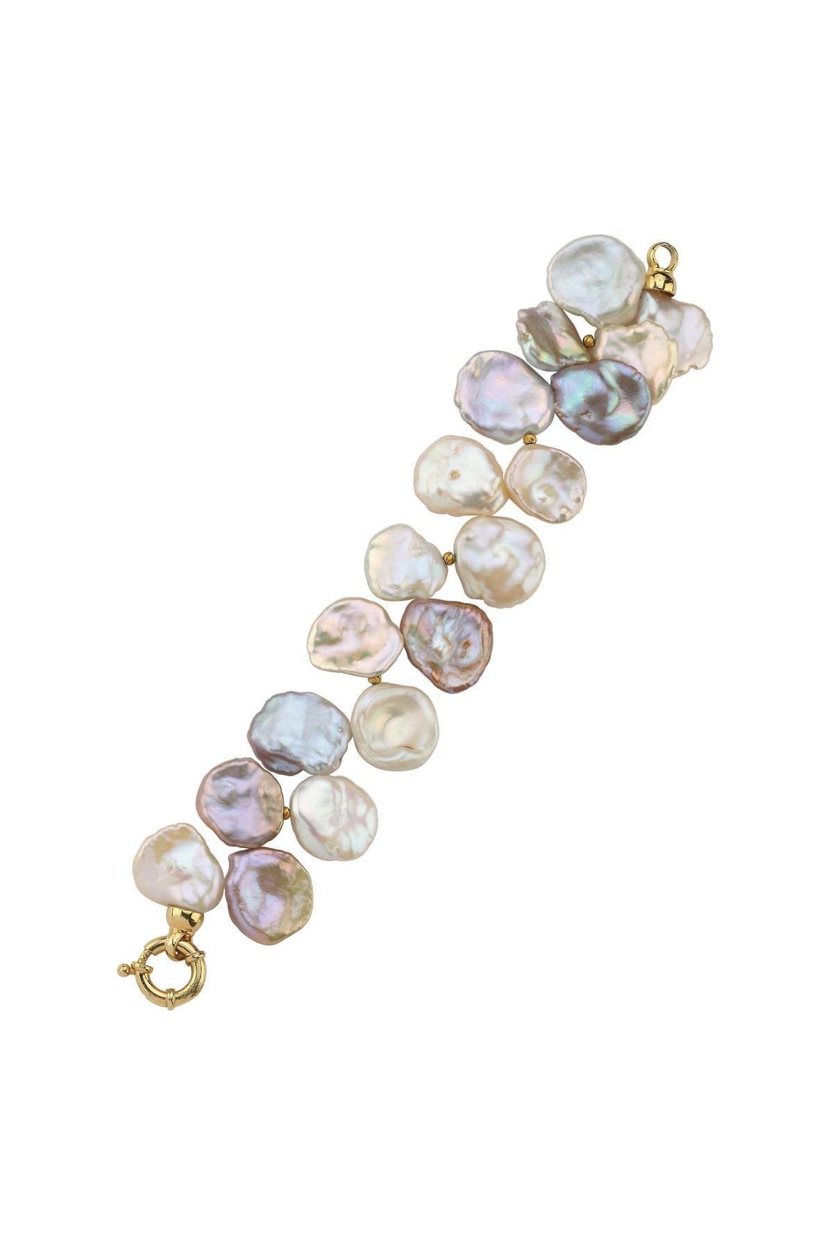 Halka Kilit Doğal Barok İncili Multicolor Bileklik