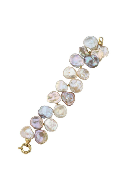 Halka Kilit Doğal Barok İncili Multicolor Bileklik