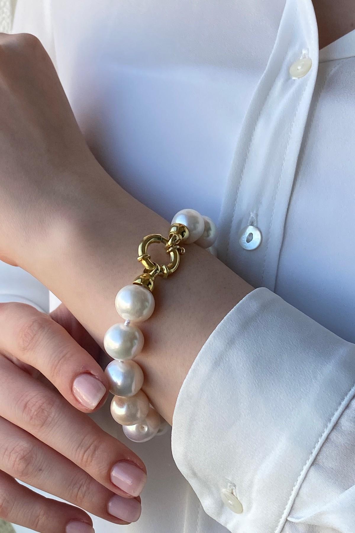 Halka Kilit Doğal İnci Bileklik