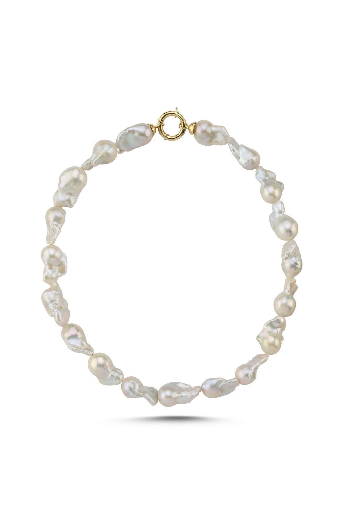 Halka Kilitli Doğal Barok İnci Kolye