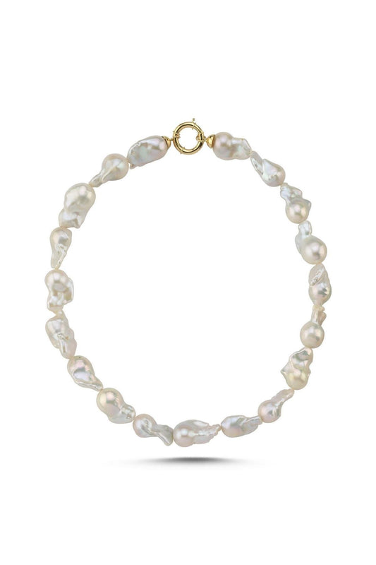 Halka Kilitli Doğal Barok İnci Kolye