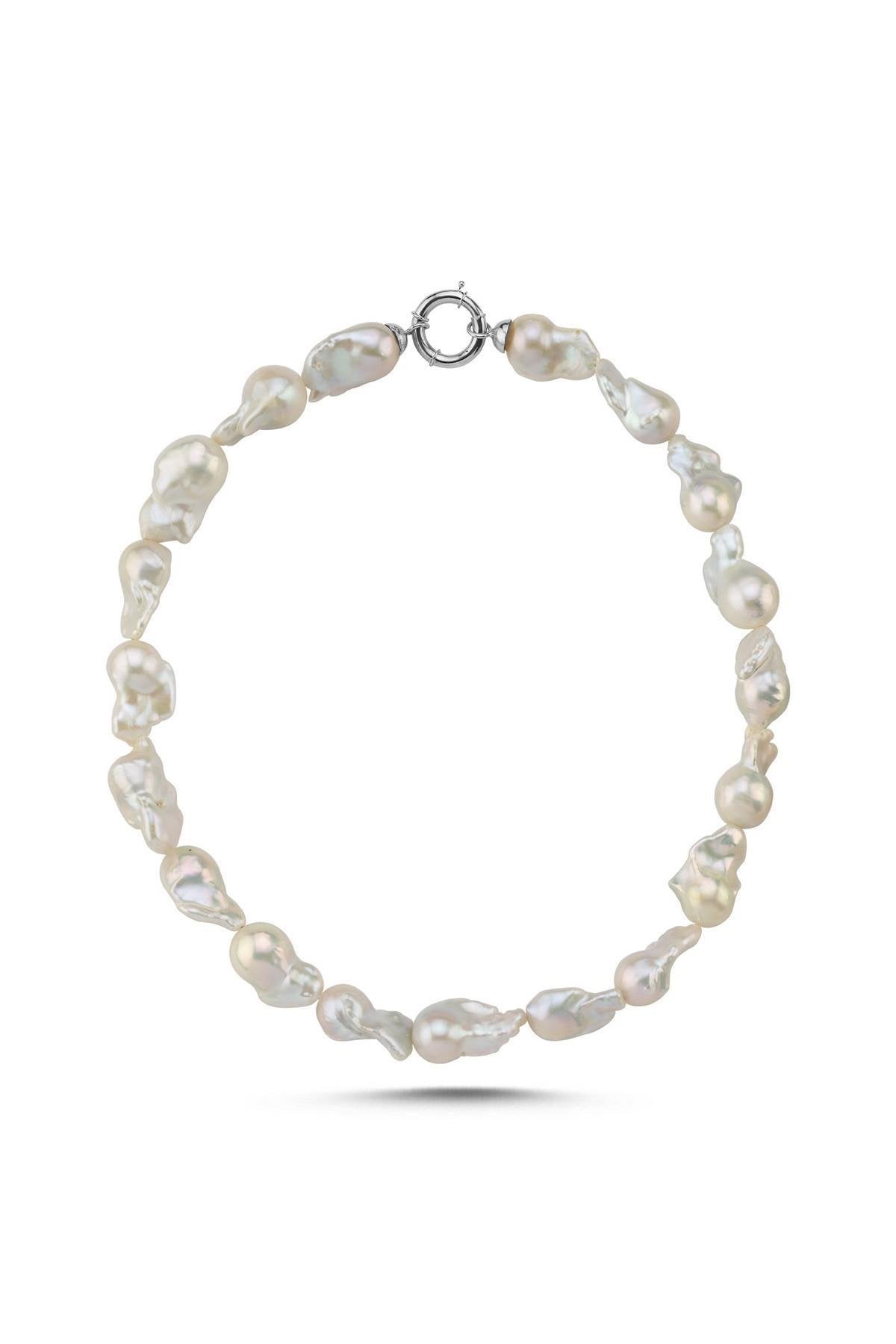 Halka Kilitli Doğal Barok İnci Kolye