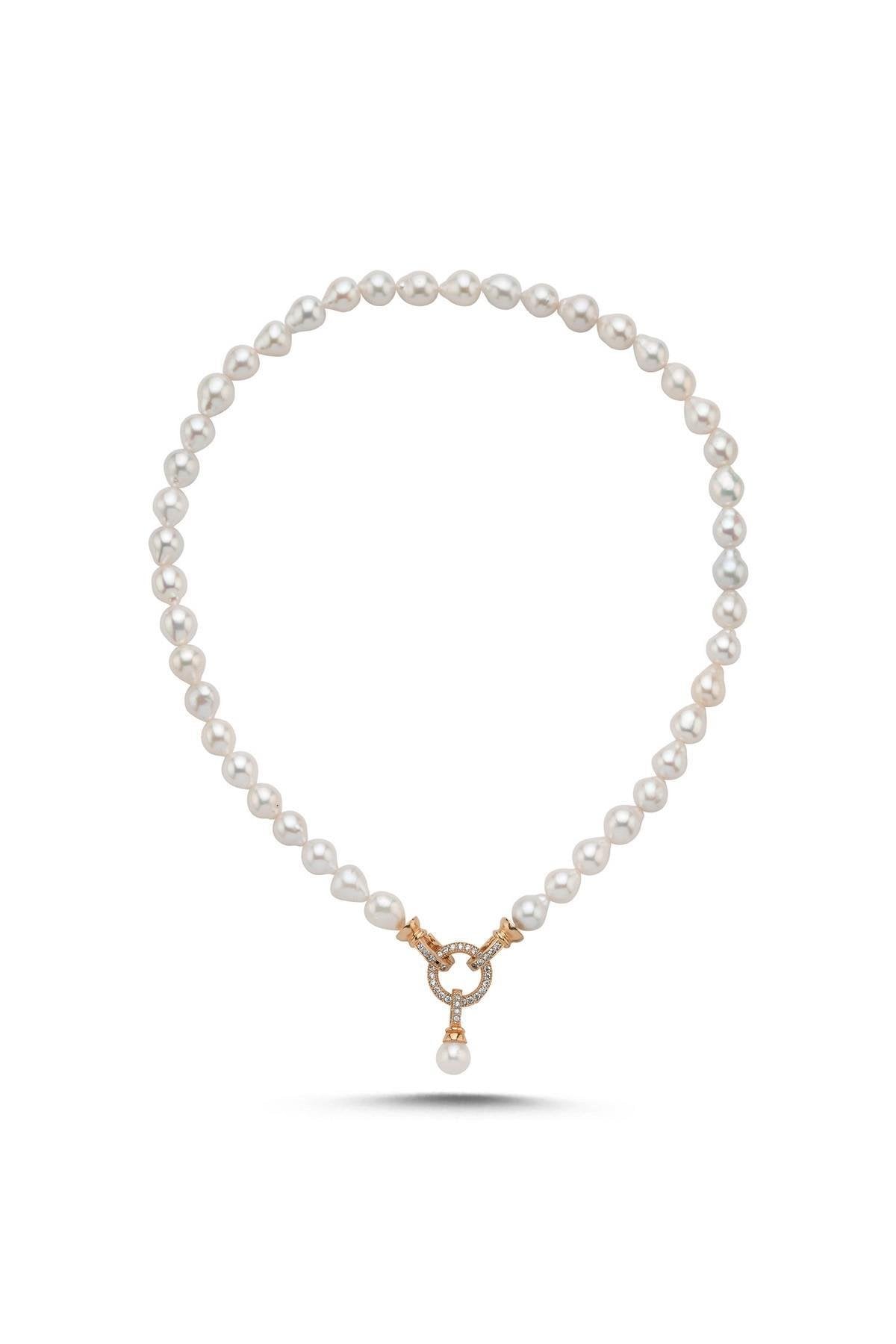 Halka Kilitli Doğal İnci Kolye