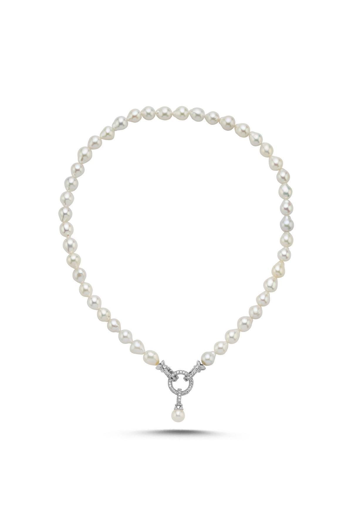 Halka Kilitli Doğal İnci Kolye