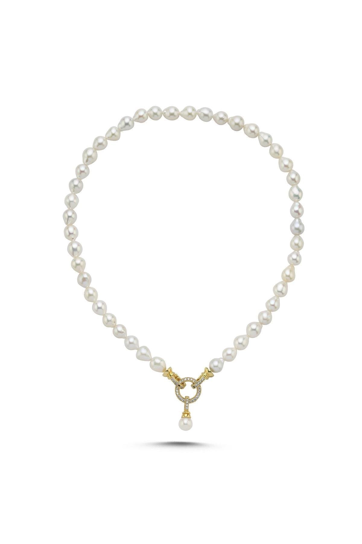 Halka Kilitli Doğal İnci Kolye