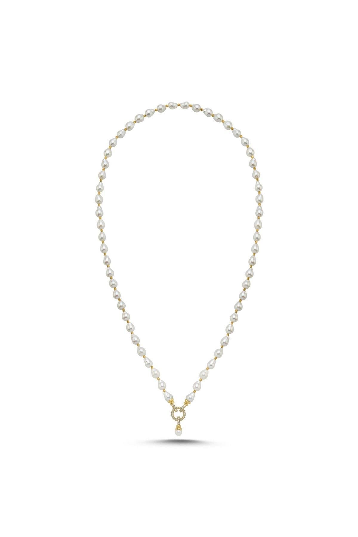 Halka Kilitli Dorikalı Doğal İnci Kolye