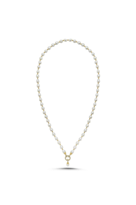 Halka Kilitli Dorikalı Doğal İnci Kolye