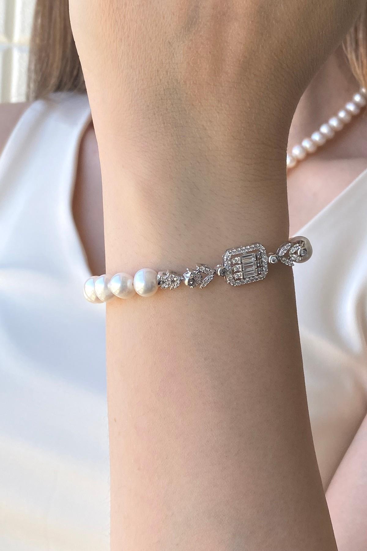 Baget Kesim Doğal İnci Bileklik