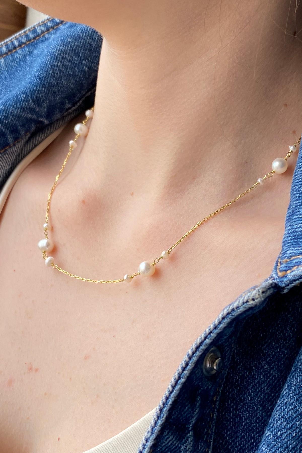 Doğal İnci Zincir Kolye