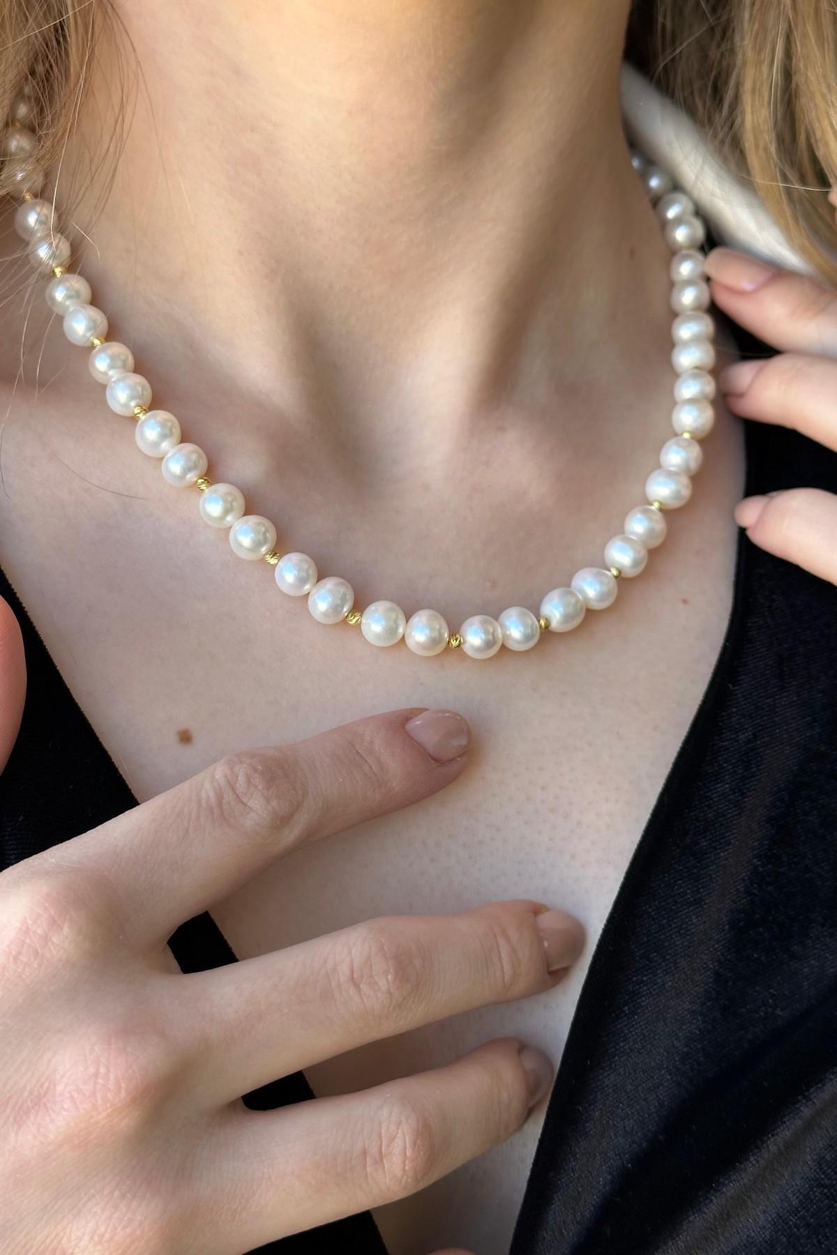 Dorika Toplu Doğal İnci Kolye