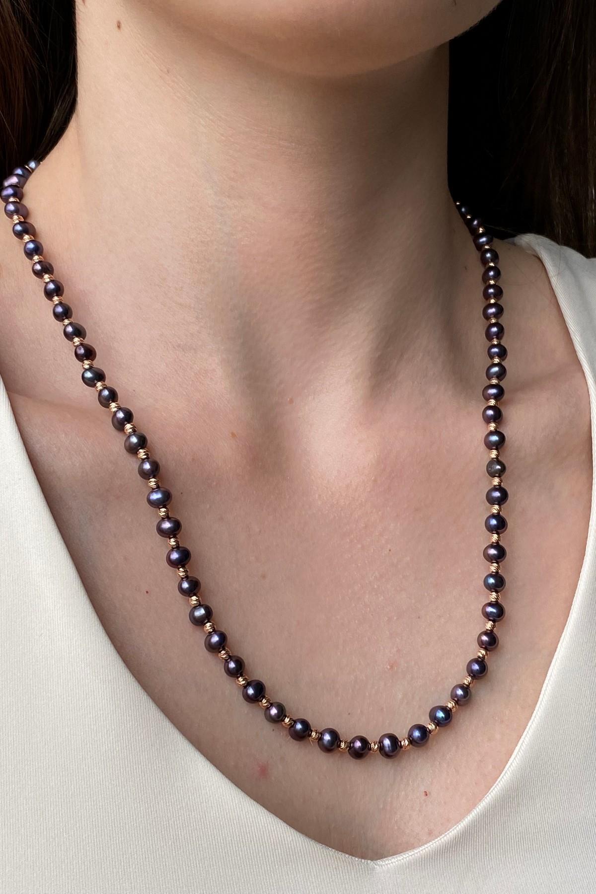 Dorika Toplu Siyah İnci Kolye