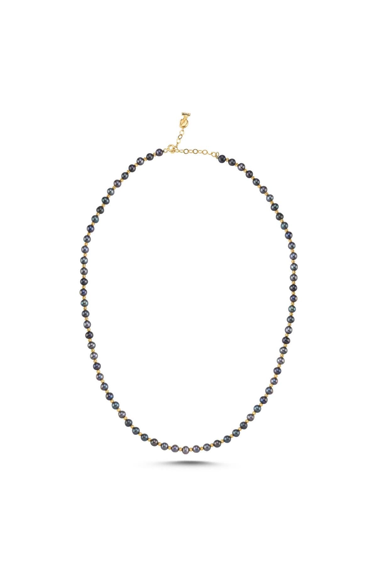 Dorika Toplu Siyah İnci Kolye