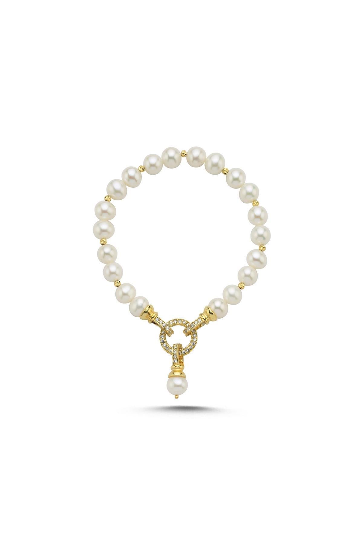 Halka Kilitli Dorikalı Doğal İnci Bileklik