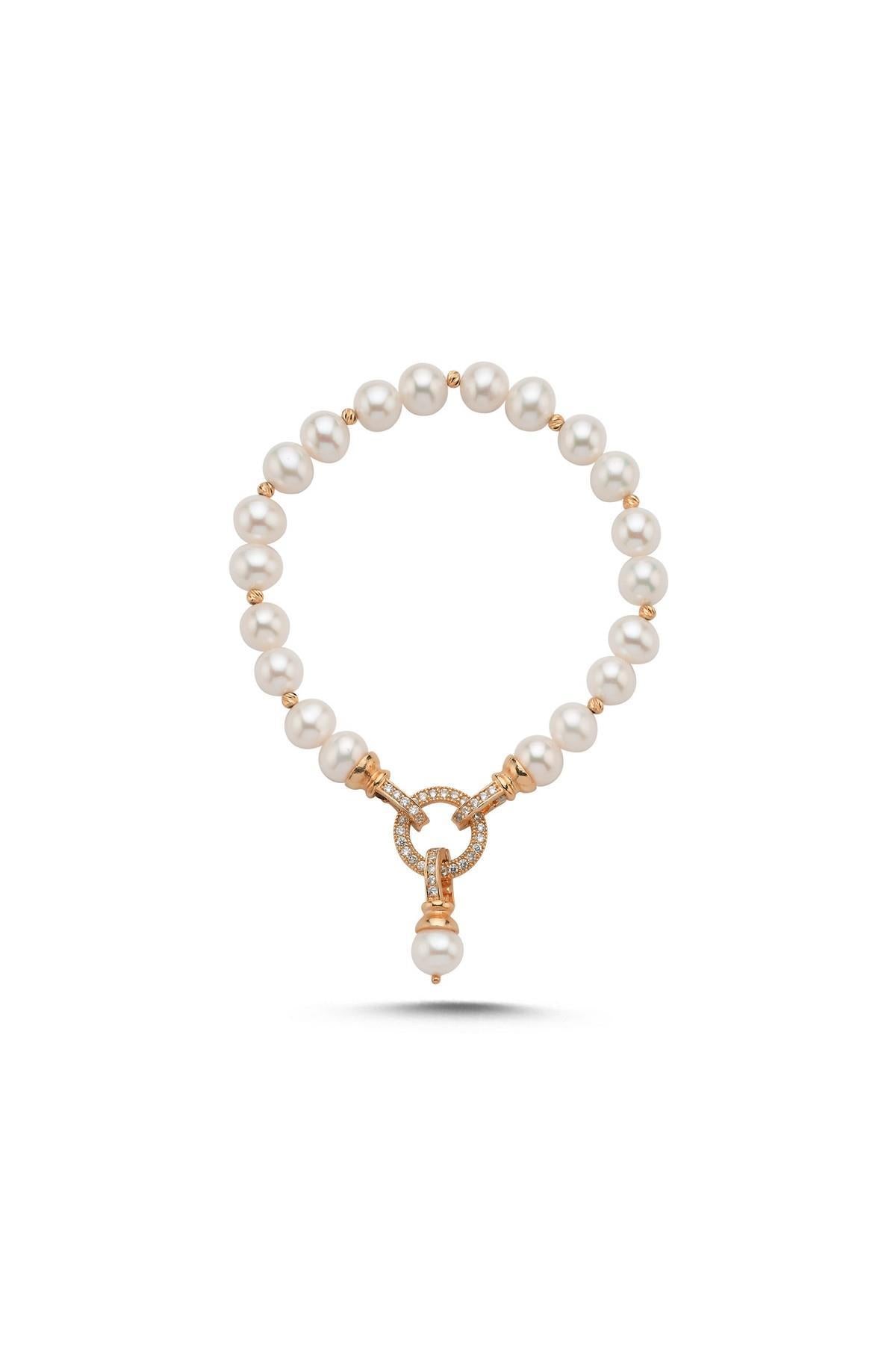 Halka Kilitli Dorikalı Doğal İnci Bileklik