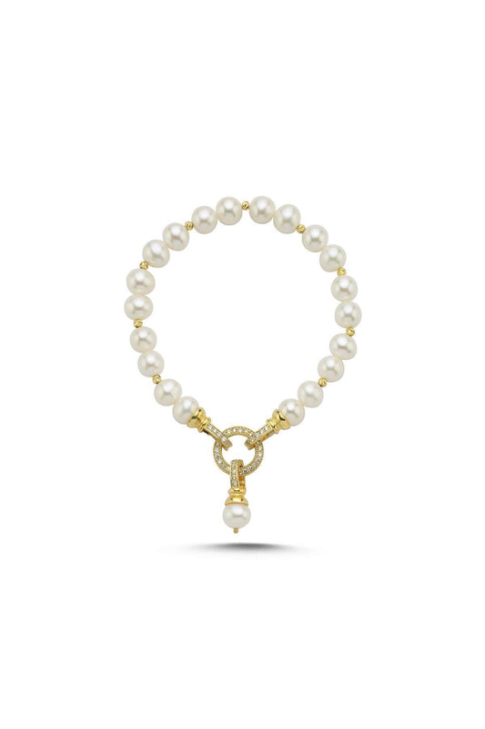 Halka Kilitli Dorikalı Doğal İnci Bileklik