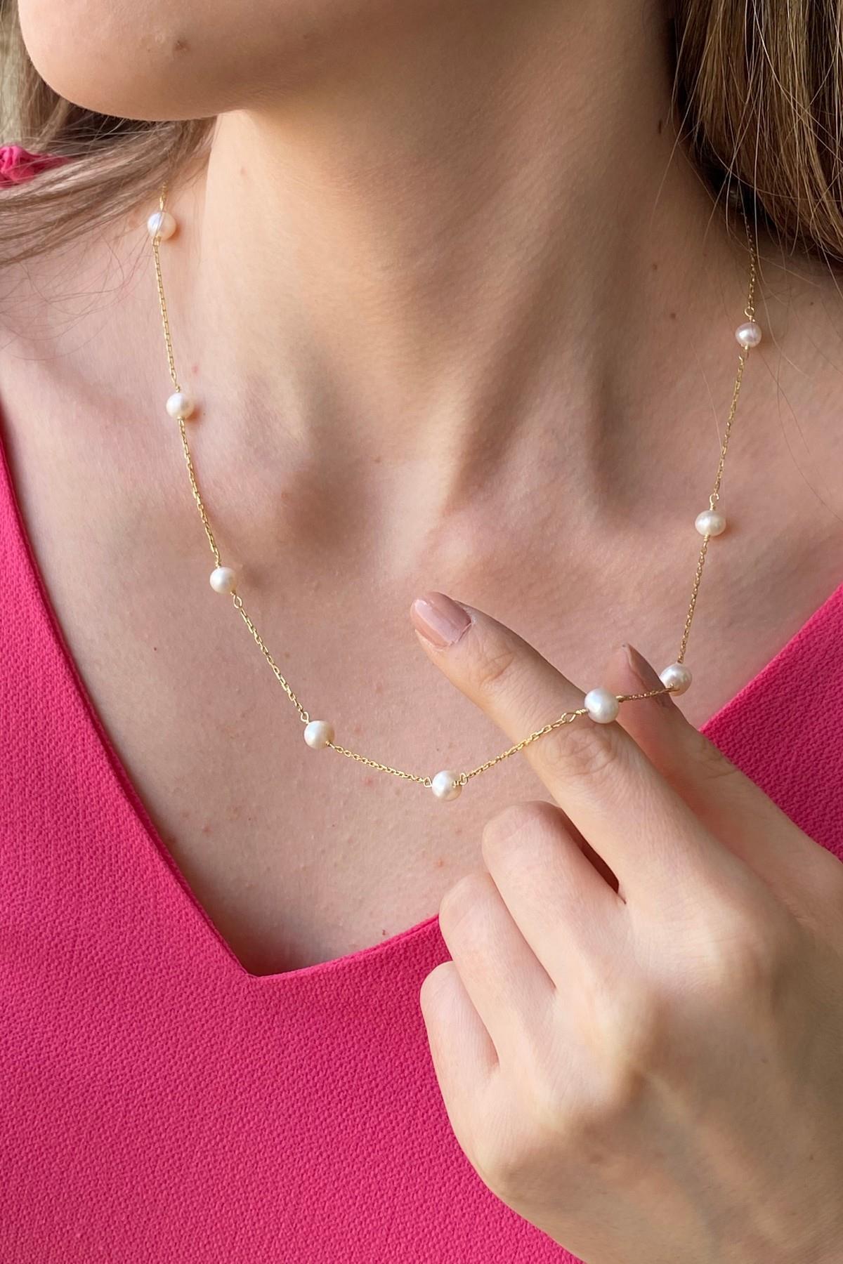 Zincir Doğal İnci Kolye