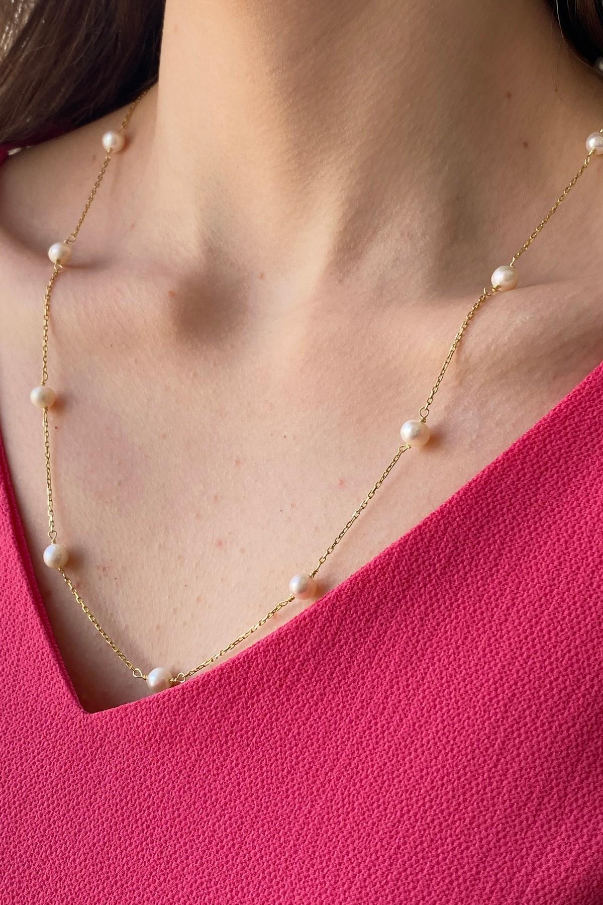 Zincir Doğal İnci Kolye