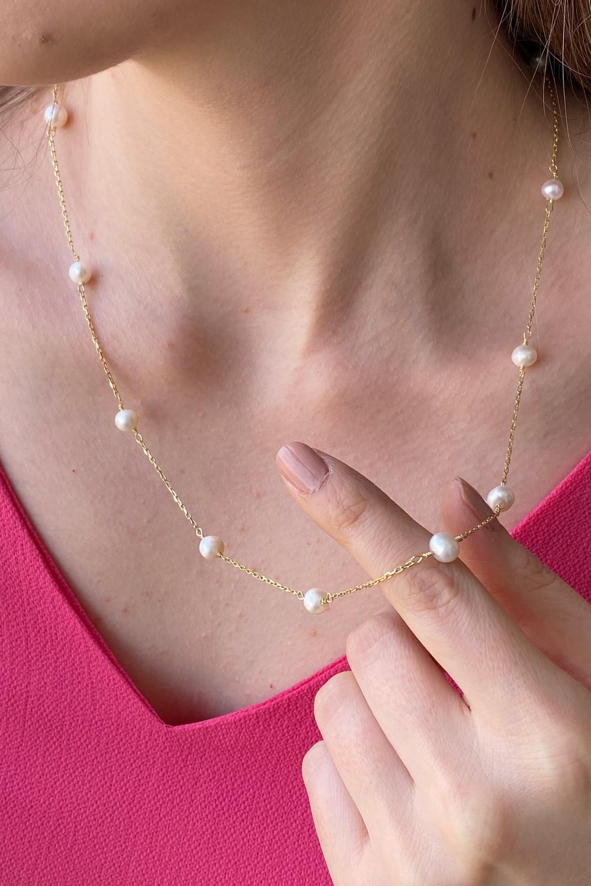 Zincir Doğal İnci Kolye