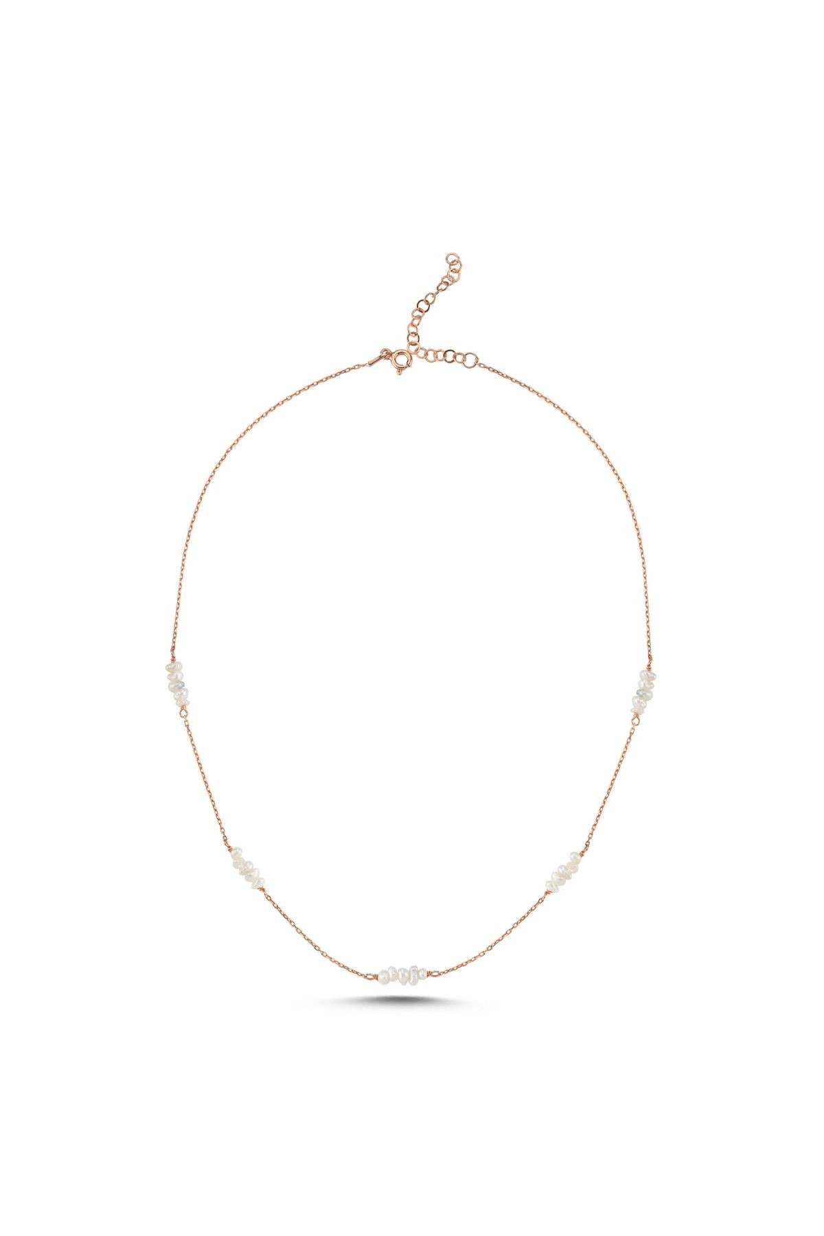 925 Ayar Gümüş Kadın Zincirli Çıtır Doğal İncili Kolye