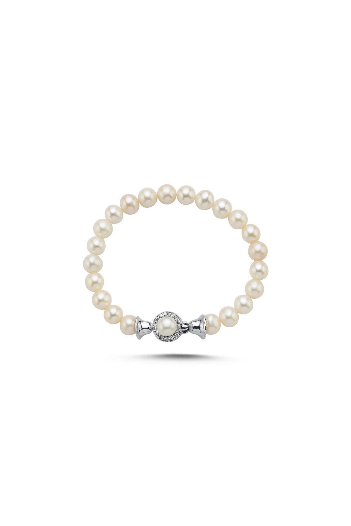 Zirkon Taşlı Doğal İnci Bileklik