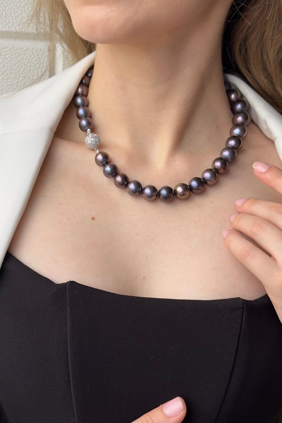 Zirkon Taşlı Doğal Kültür İncisi Kolye