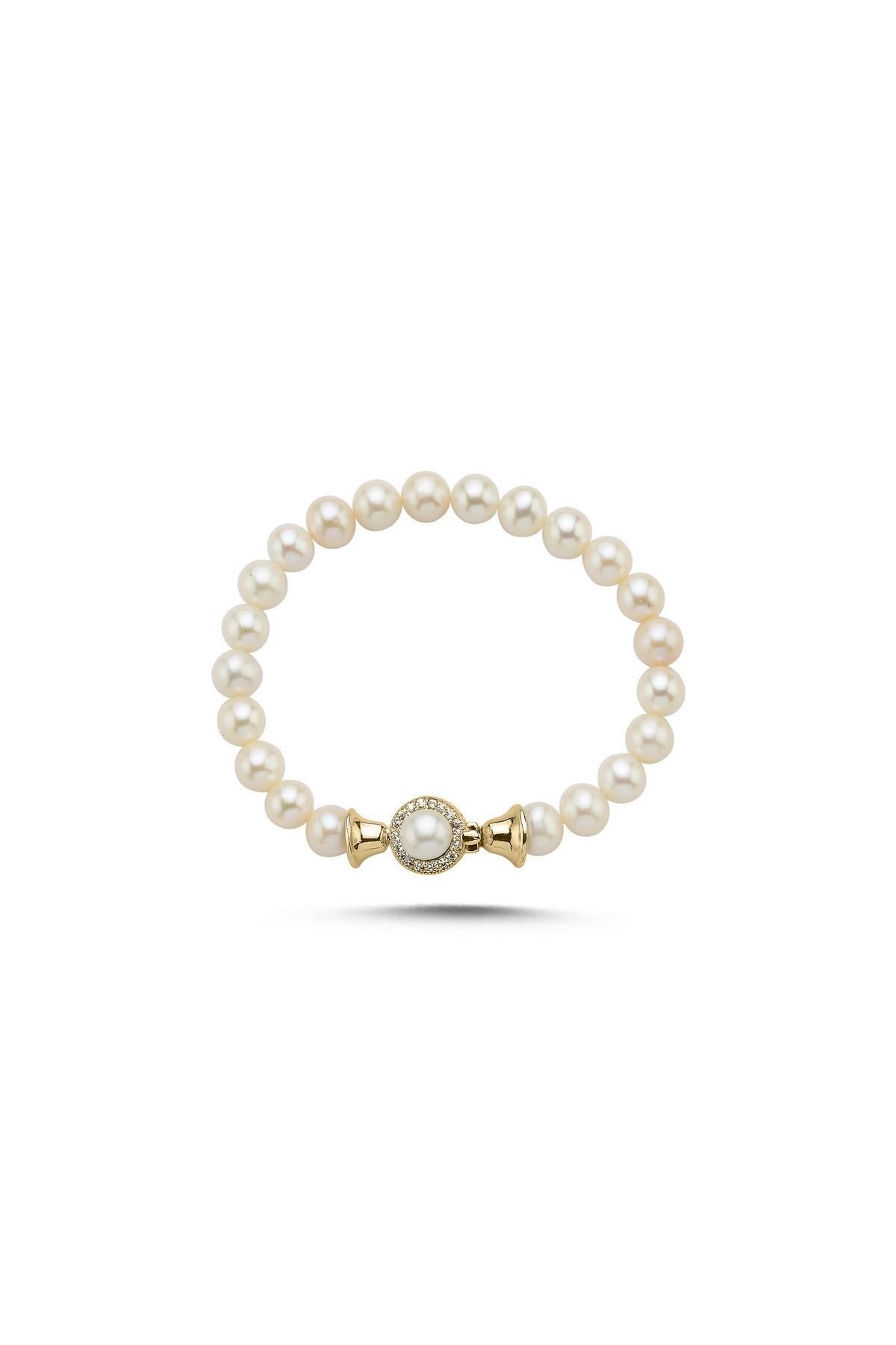 Zirkon Taşlı Doğal İnci Bileklik