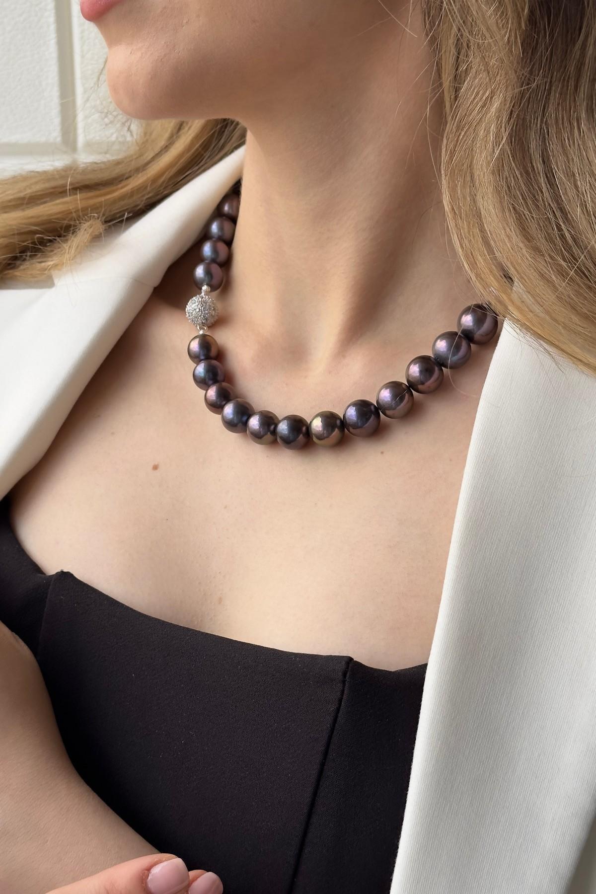 Zirkon Taşlı Doğal Kültür İncisi Kolye