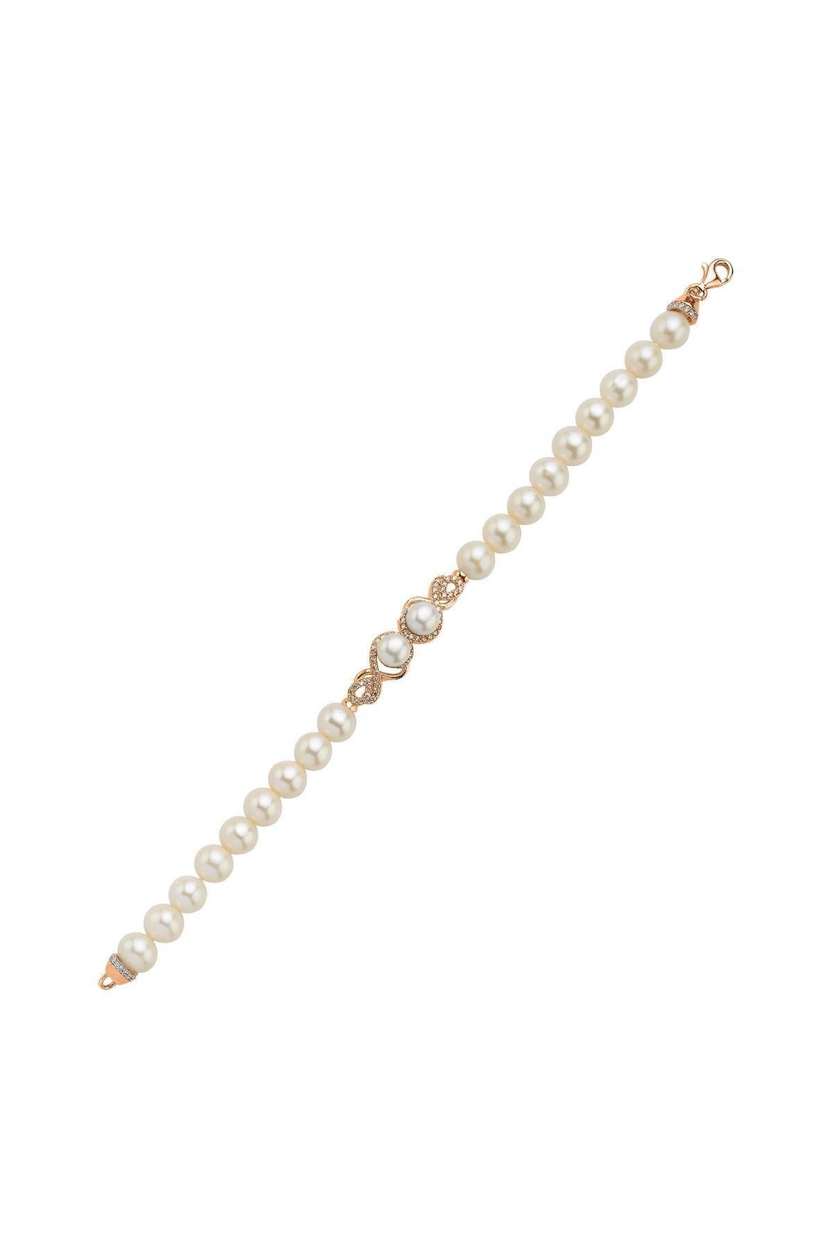 Zirkon Taşlı Suyolu Doğal İnci Bileklik