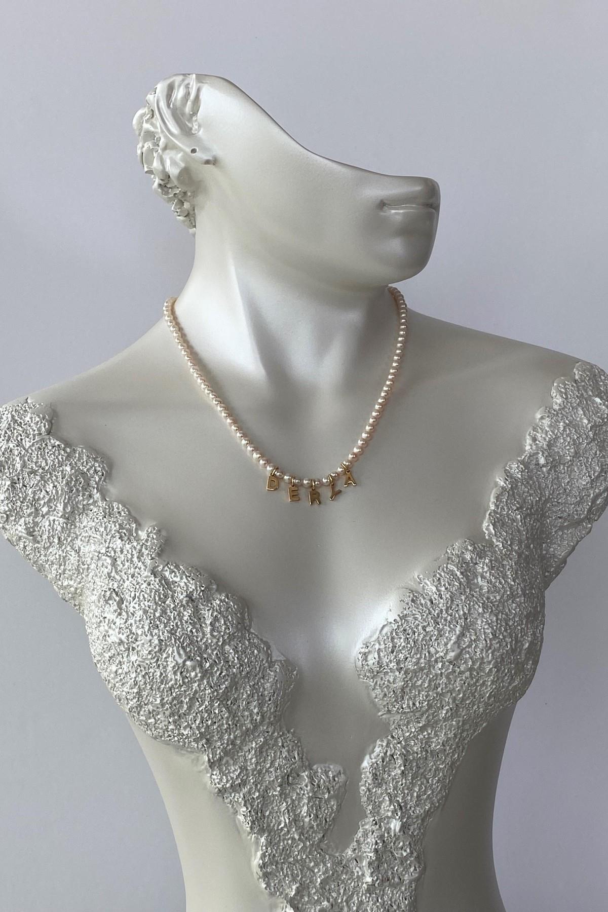 Kişiye Özel İsimli Doğal Tatlı Su İncisi Kolye