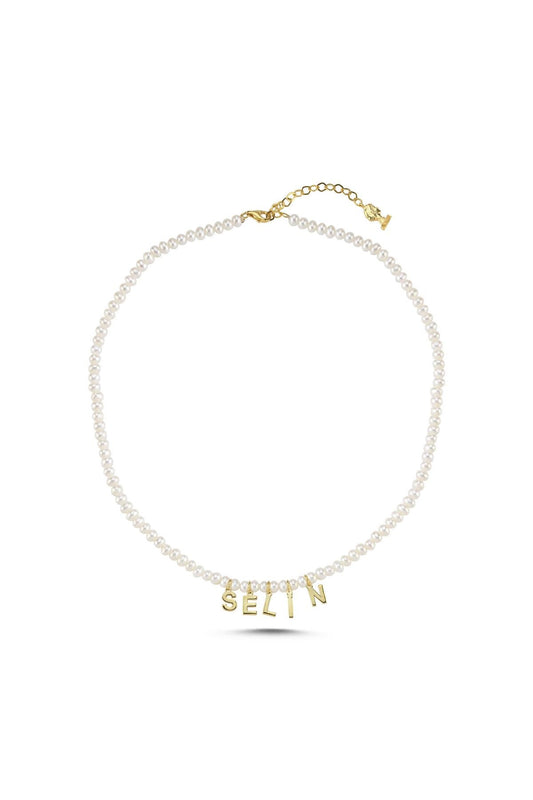 Kişiye Özel İsimli Doğal Tatlı Su İncisi Kolye