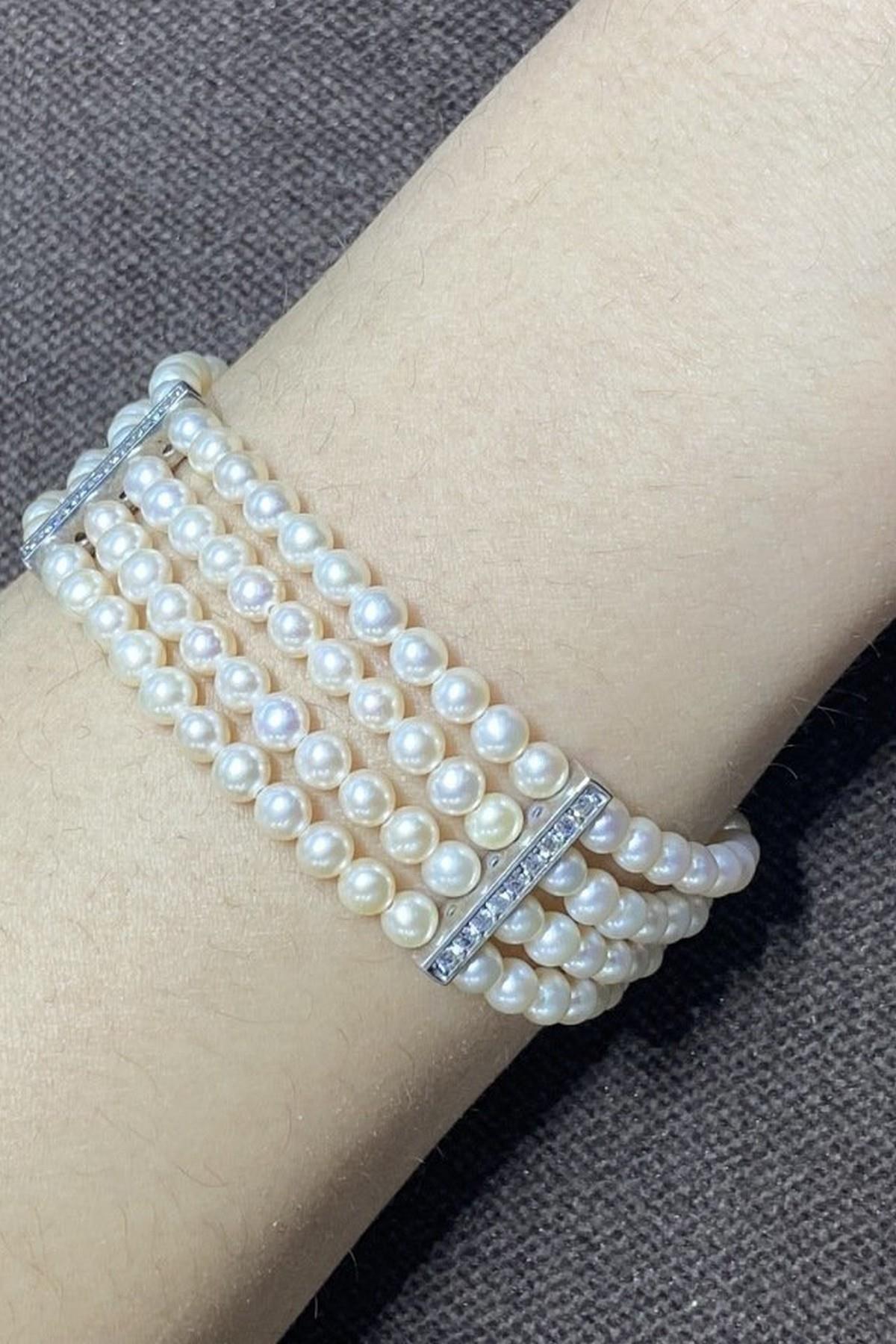 Zirkon Taşlı Doğal İnci Bileklik