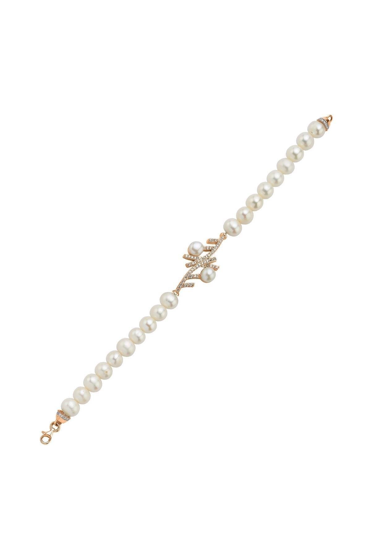 Zirkon Taşlı Doğal İnci Bileklik