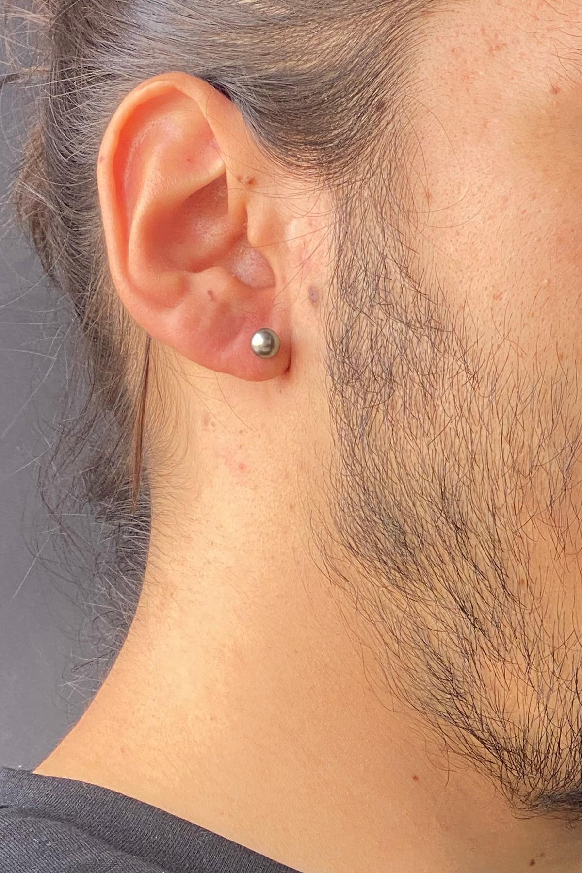 Doğal İnci Erkek Küpe