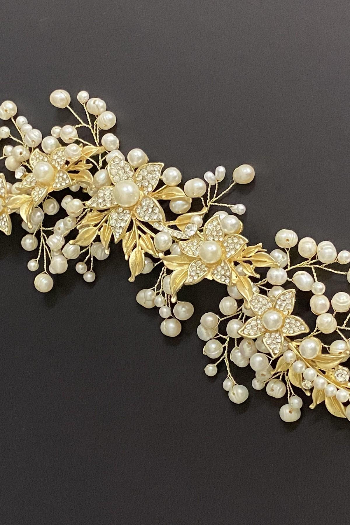 Gelinlik Doğal İnci Taç