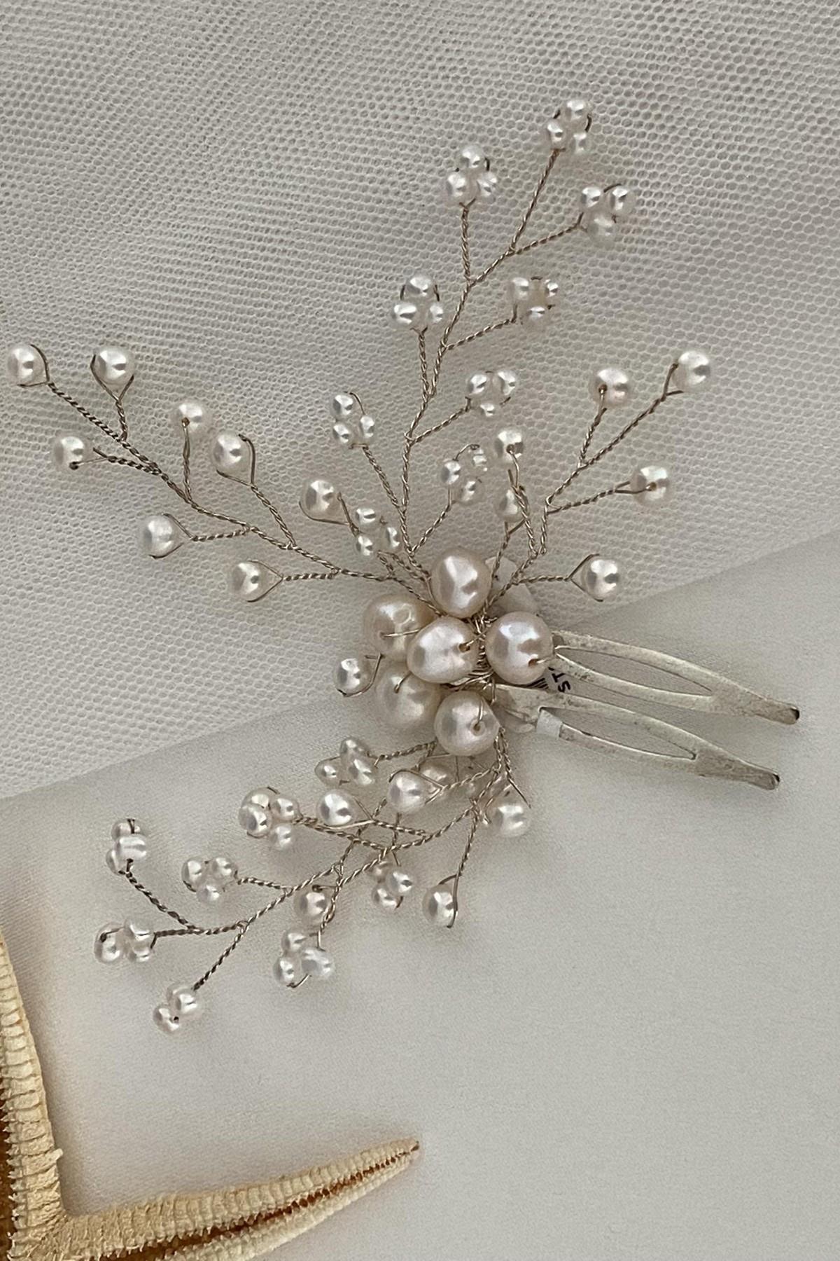 Gelinlik İncili Saç Tacı