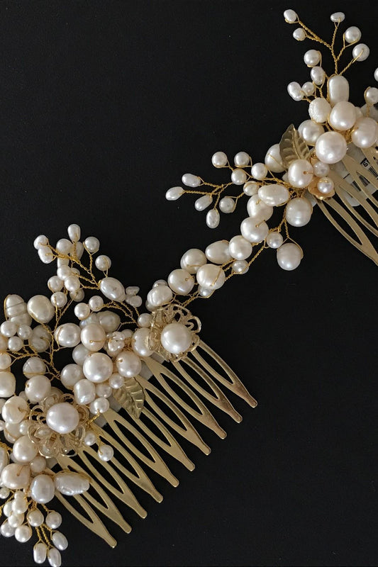 İnci Çiçekli Gelin Tacı