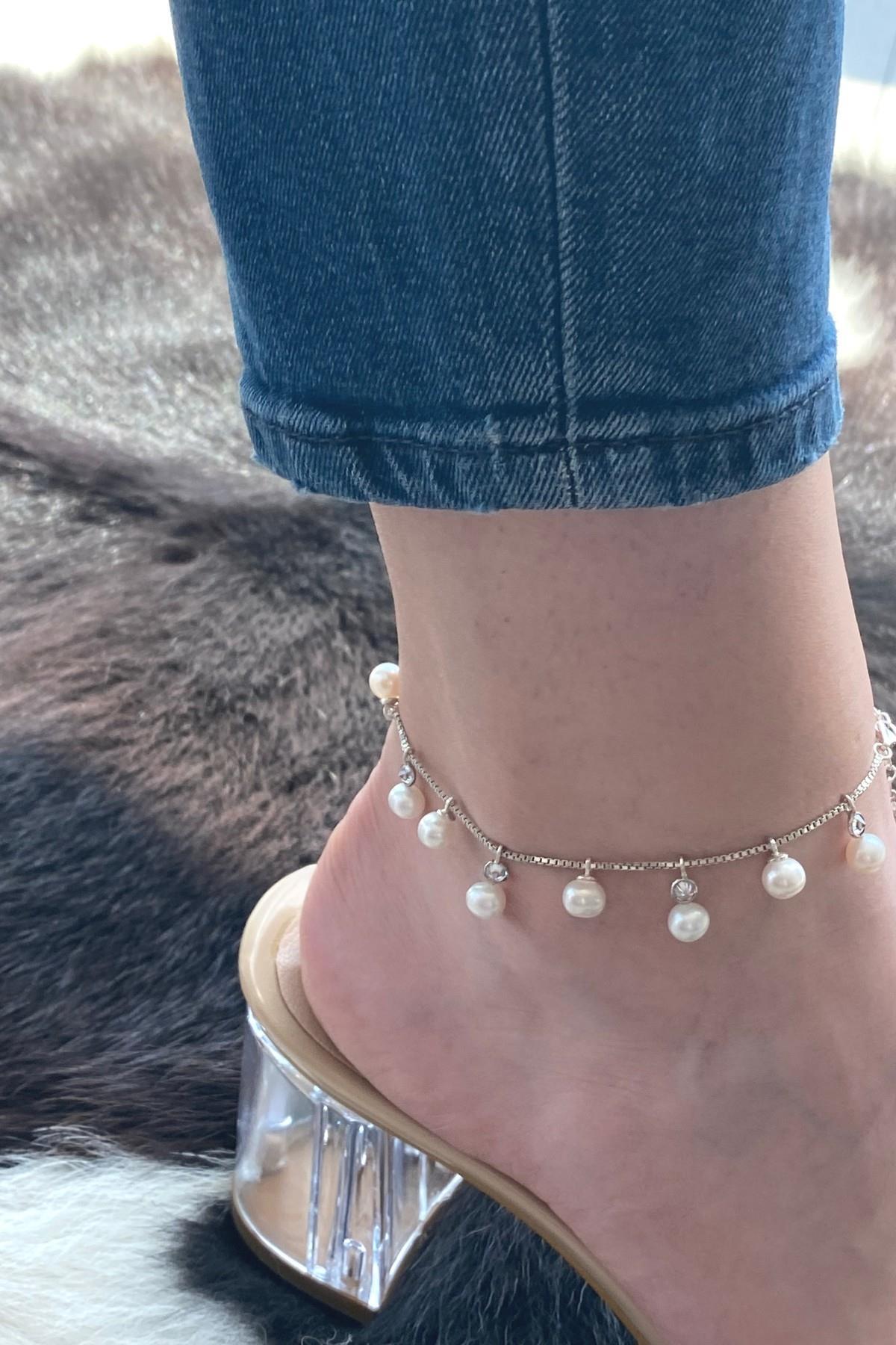 Doğal İnci Sallantılı Halhal