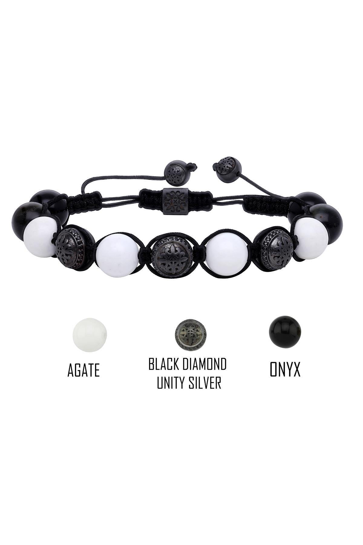 0,27 Ct Pırlantalı Akik Oniks Taşlı Erkek Bileklik