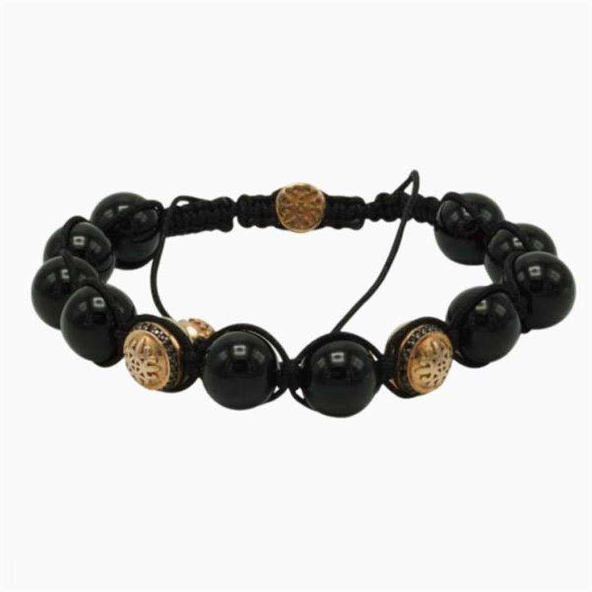 0,22 Ct Pırlantalı Oniks Taşlı Erkek Bileklik