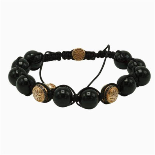 0,22 Ct Pırlantalı Oniks Taşlı Erkek Bileklik