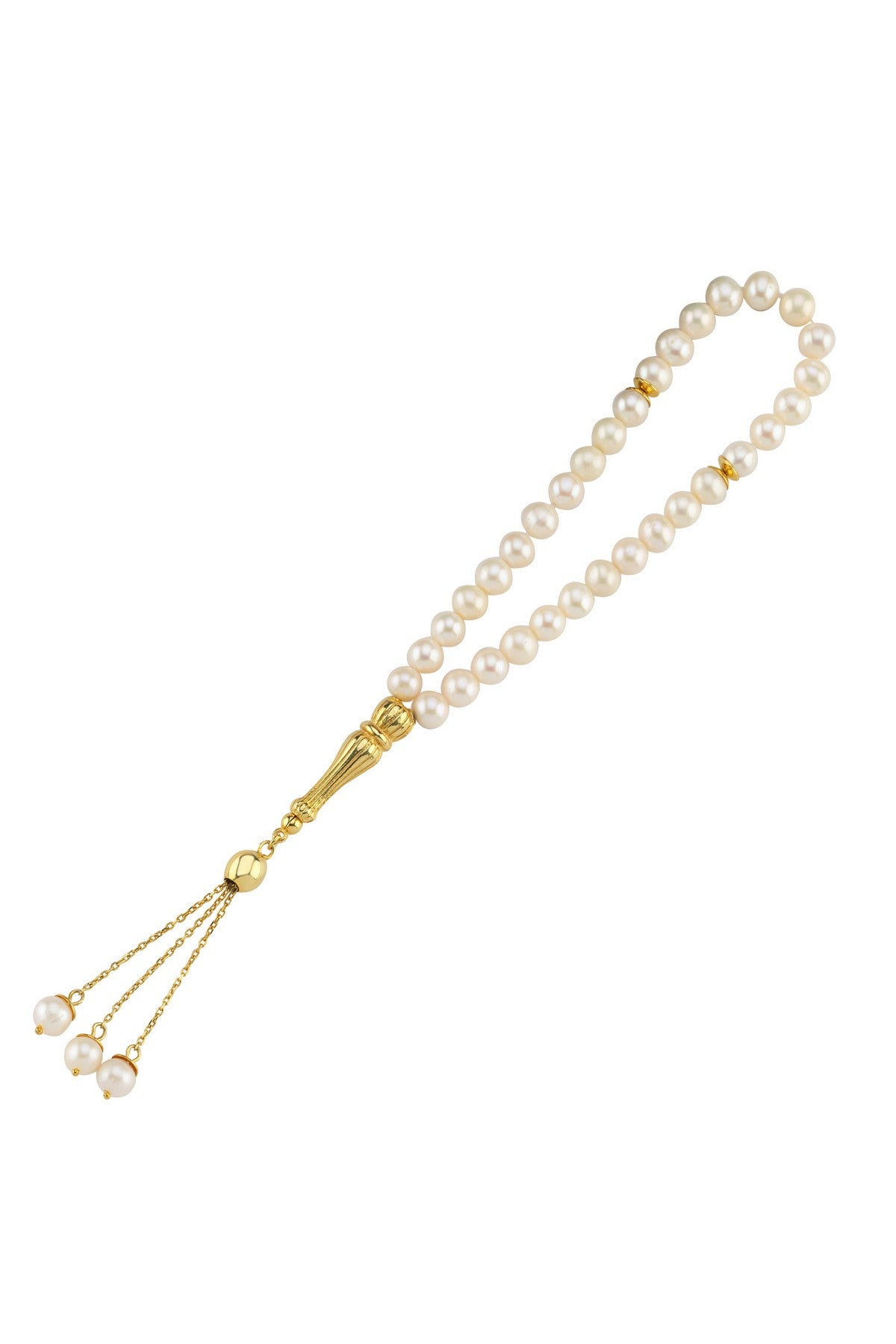 Beyaz Doğal İnci Püsküllü Tespih