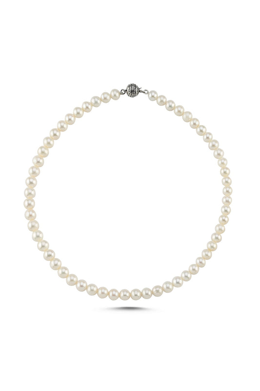 Beyaz Doğal İnci Erkek Kolye