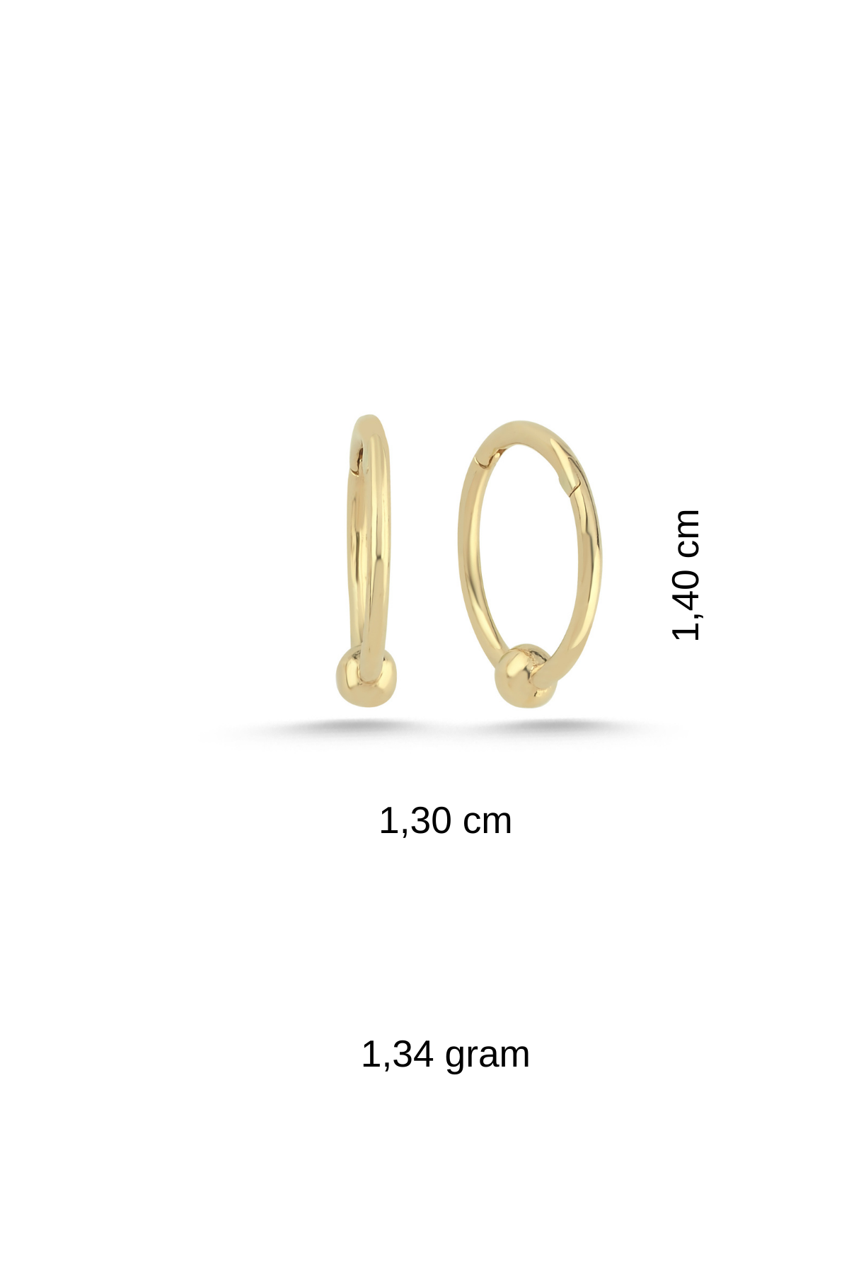 14 Ayar Altın Top Halka Küpe