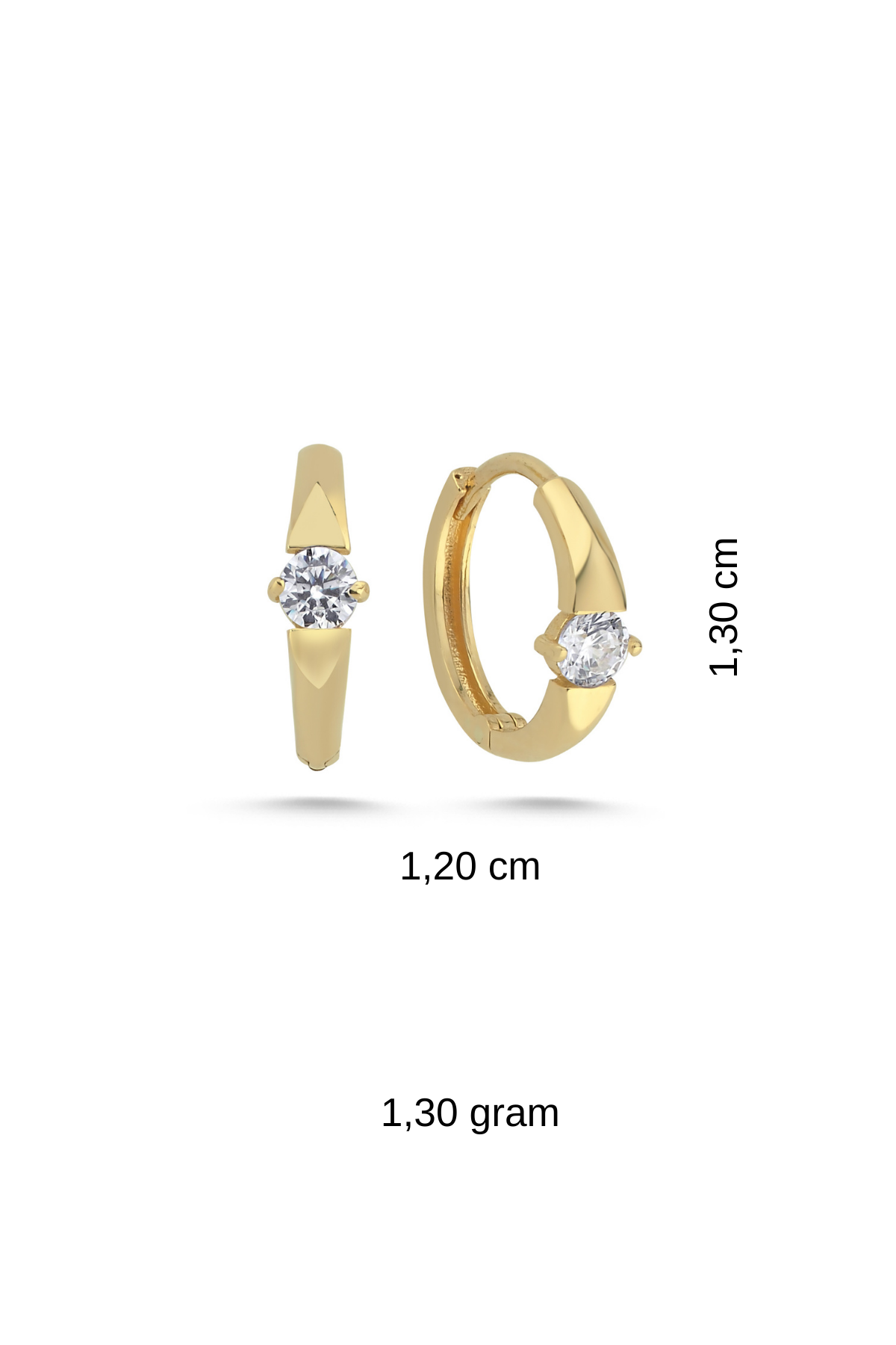 14 Ayar Altın Tektaş Halka Küpe