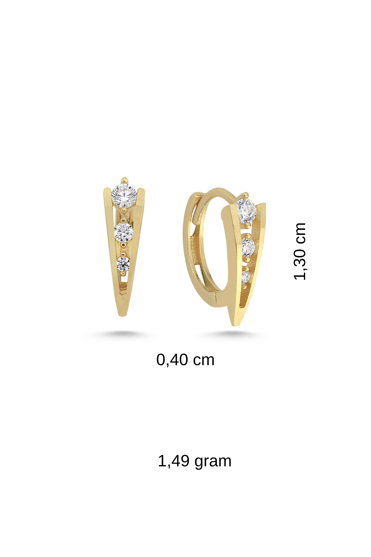 14 Ayar Altın Taşlı V Küpe