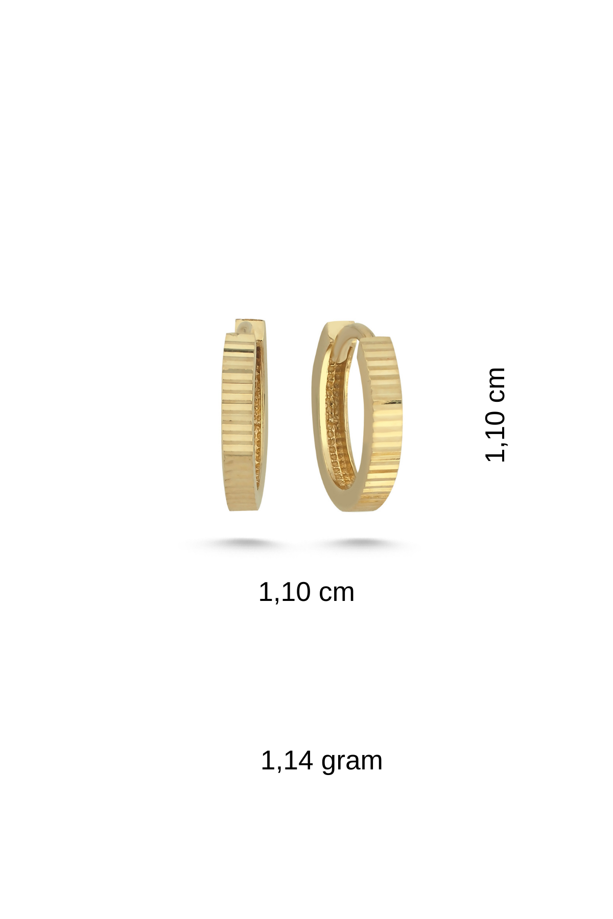 14 Ayar Altın Çizgili Halka Küpe