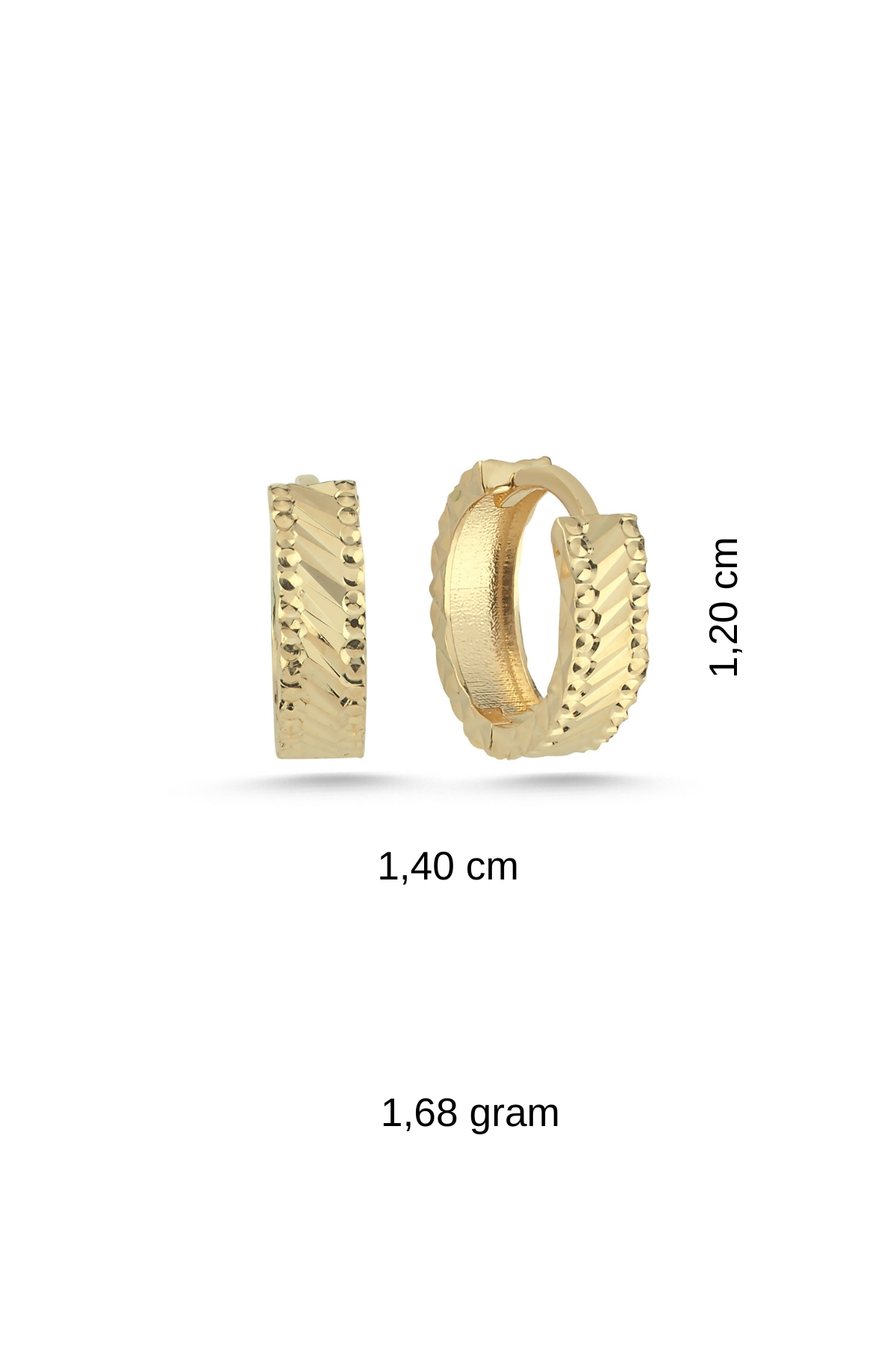 14 Ayar Altın Kalemli Halka Küpe