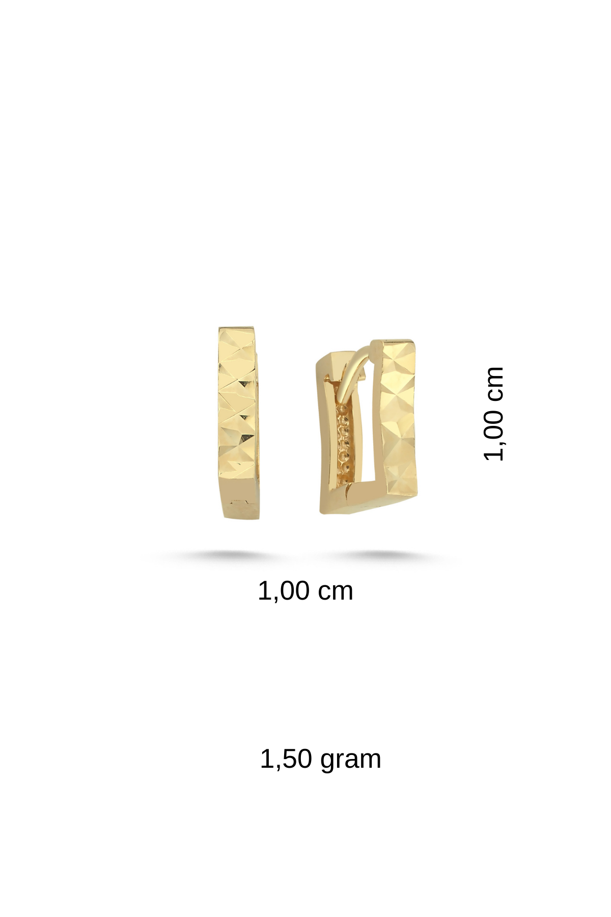 14 Ayar Altın Kare Küpe